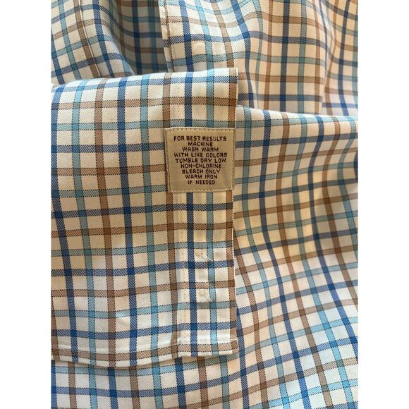 Peter Millar Nanoluxe Plaid Long Sleeve Button Down Top Size L Easy Care Cotton - Picture 4 of 6